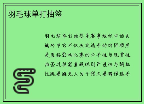 羽毛球单打抽签
